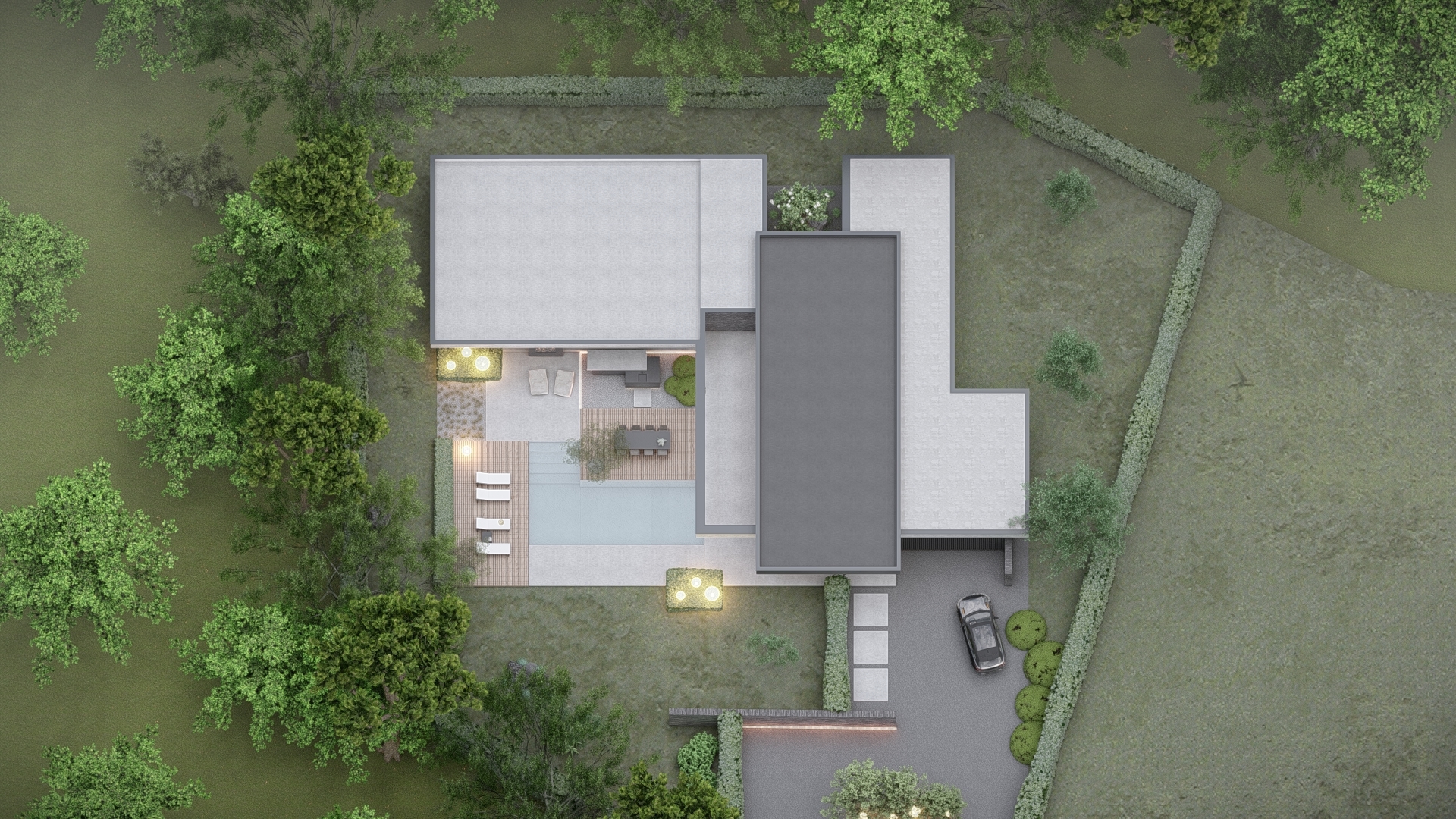 minimalistische, bungalow, levensloopbestendig, moderne bungalow, petersen tegl, moderne baksteen, tuinontwerp architect, modern tuinontwerp, minimalistisch tuinontwerp